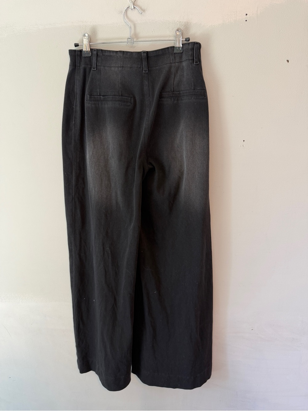 Halara Flex High Waisted Pockets Washed Wide Leg Jeans Small Coal Black Denim - Picture 3 of 12